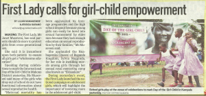 First Lady calls for girl-child empowerment