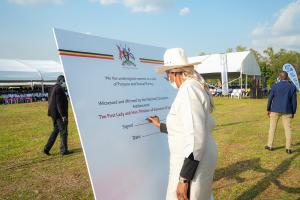 Fisrt Lady & Minister of Education and Sports, Janet Museveni, during the Regional Youth Summit in Northern Uganda, Gulu.